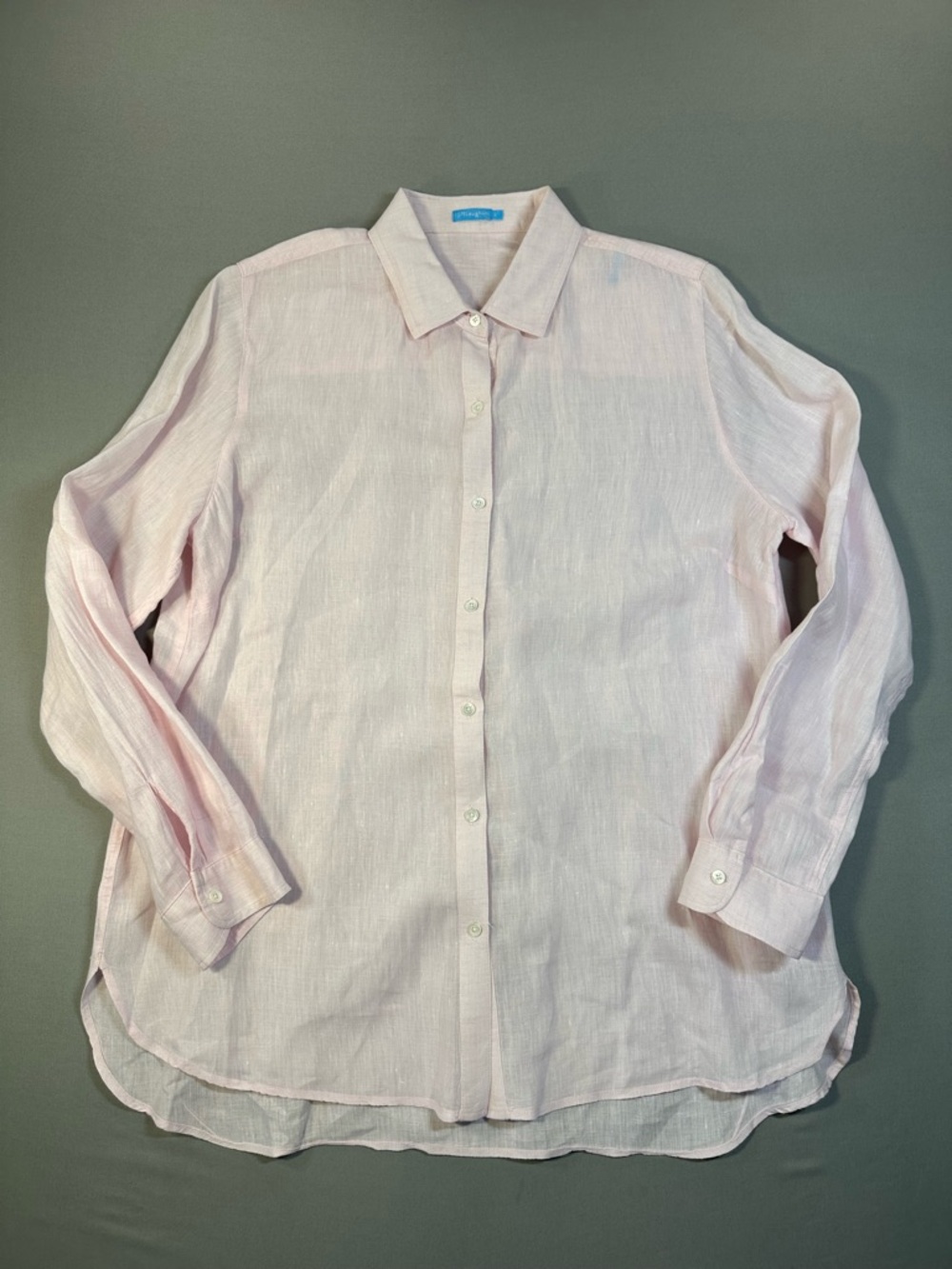 J. McLaughlin Britt Linen Shirt, Button Down, Light Pink - Womens Large - Picture 2 of 14